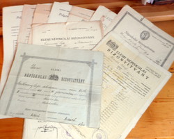 ​10 db. régi nép- és polgári iskolai bizonyítvány Bpest és környéke (1901-1944)