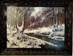 Neogrády László:Téli erdő festménye