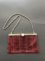 Art deco Jane Shilton london genuine snakeskin burgundy bag