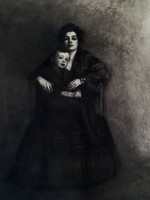 KERNSTOCK KÁROLY: Anya és gyermeke (ofszet nyomat a festmény után, 21x28) kettős portré