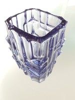 Retro design cseh lila üveg váza Vladislav Urban mid century díszüveg