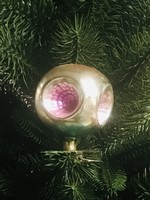 Régi retro szovjet karácsonyfadísz,nagy méretű reflex gömb,csiptetős