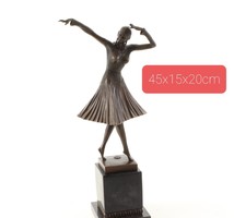 Art deco női alakos bronzszobor