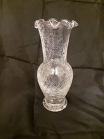 Repesztett üveg, fátyolüveg váza, ragyogó szép kézi munka