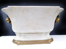 Különleges formájú porcelán bronz kínáló asztalközép