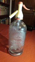 Régi angol szódásüveg, homokfúvott felirattal - Cambridge