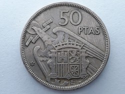 Spanyol 50 Pezeta 1957 érme (58 a csillagban) - Spanyolország 50 Pesetas külföldi pénzérme