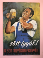 Kőbányai Sörgyárak NV 'Sört Igyál' Eredeti Plakát / 1950-es évek