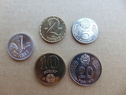 1 - 2 - 5 - 10 - 20 forint 1990 ! Verdefényes UNC RITKA érmék !  