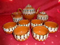 Bulgarian glazed pottery, six-person tea set. He has!
