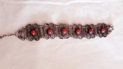 Silver bracelet with antique coral stones,