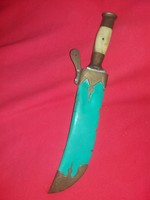 Antique North American Indian Style Bone Striped Copper Applique Classic Bowie Knife Hunter Dagger