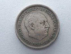 Spanyol 5 Pezeta 1957 érme (60 a csillagban) - Spanyolország 5 Pesetas, ptas külföldi pénzérme