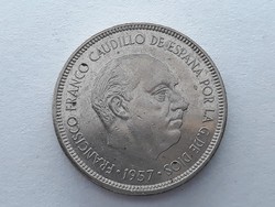 Spanyol 5 Pezeta 1957 érme - Spanyolország 5 Pesetas, ptas külföldi pénzérme