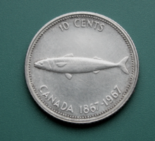  Kanada - Ezüst 10 cent, 1967 - 100 éves Kanada (1867-1967) emlékérme -  II. Erzsébet királynő   