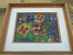 Csodálatos antik virág csendélet talán( Schéner Mihály) hátoldalán 1957  m 32 x 26 cm 