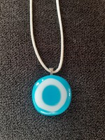 Sale! Handmade glass pendants, sky blue-white/purple