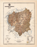 Háromszék vármegye térkép 1894 (12), lexikon melléklet, Gönczy Pál, 23 x 30 cm, megye, Posner Károly