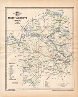 Békés vármegye térkép 1893 (12), lexikon melléklet, Gönczy Pál, megye, Posner Károly, eredeti