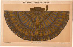 Koronázási palást, színes nyomat 1896, magyar, király, koronázás, királyság, litográfia, Pallas