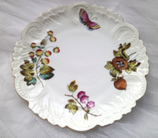 Foglalt. 3db. Antik kézzel festett pillangós desszertes tányér 19cm
