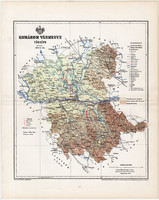 Komárom vármegye térkép 1895 (12), lexikon melléklet, Gönczy Pál, megye, Posner Károly, eredeti