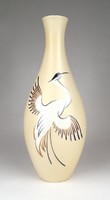 1D251 Nagyon ritka madaras kézzel festett Hollóházi porcelán váza 28 cm