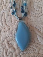 Action! Handmade glass pendant, baby blue