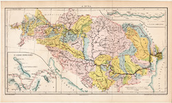 A Duna (12), térkép, 1894, eredeti, magyar nyelvű, lexikon melléklet, folyószabályozás, Magyarország