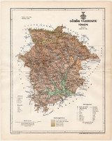 Gömör vármegye térkép 1894 (12), lexikon melléklet, Gönczy Pál, 23 x 29 cm, megye, Posner Károly