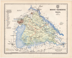 Moson vármegye térkép 1896 (12), lexikon melléklet, Gönczy Pál, megye, Posner Károly eredeti, magyar