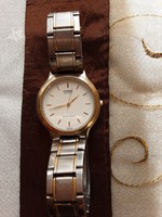 Férfi Casio quartz karóra, arany ezüst fémszíjjal