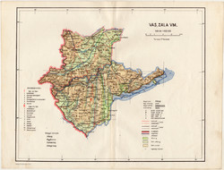 Vas, Zala vármegye térkép 1935 (1), megye, Révai offset, Magyarország, Szombathely, Zalaegerszeg