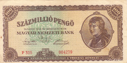 Százmillió pengő bankjegy elcsúszott nyomat 1946