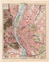 Budapest térkép 1912, eredeti, főváros, kerület, erdő, park, vasút, villamos, hajó, földalatti