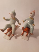 Retro gyűjtői Káldor Aurél Aquincum szánkózó gyerek porcelán figura