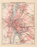 Budapest közlekedési térkép 1912, eredeti, főváros, lóvasút, vasút, villamos, hajó, földalatti