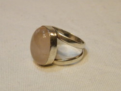 KK903 Rózsakvarc köves 925 ezüst gyűrű  fémjelzett