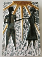 Retro samott falikép, 22,5 x 15,5 cm
