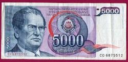 Külföldi pénzek:  Jugoszlávia - 1985  5000 Dínár