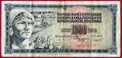 Külföldi pénzek:  Jugoszlávia - 1981  1000 Dínár