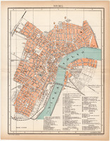 Szeged térkép 1897, lexikon melléklet, Gönczy Pál, Posner Károly, eredeti, Tisza, város, híd, folyó