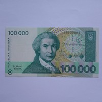 Unc , hajtatlan   100000 Dínár 1993 ! 