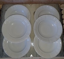 6 db Zsolnay fehér inda mintás mély tányér, leveses tányér együtt 