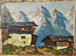 István Megyery (1892. Bp. - 1972. Bécs) Alpesi táj, olaj vászon festmény