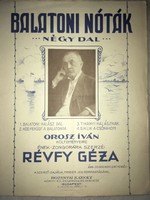 Antik kotta!/1920/ Balatoni Nóták/ Négy Dal- Balatoni halász dal-Köd feküdt a Balatonra-Siklik a cs