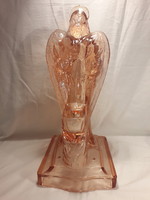 33 cm Antik öntött üveg szent szobor gyertyatartó oltár ragasztott szent ereklye