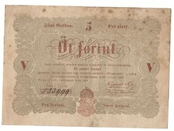 1848 as 5 forint Kossuth bankó papírpénz bankjegy 48 49 es szabadságharc pénze