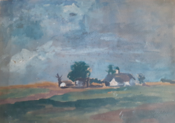 Farm world, 1934 (oil painting 25x35 cm) old piece of the xx. From the first half of No. - plain, lowland