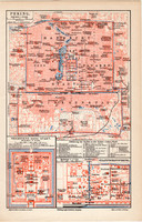Peking térkép 1906, német nyelvű, Meyers lexikon, Kína, Ázsia, város, Beijing, színes